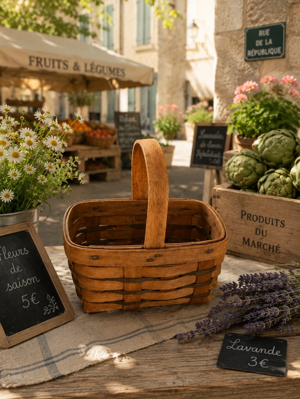 Longaberger Handwoven Stationary Handle Small Basket